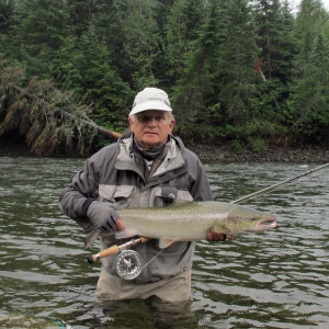 Peter Corbin fishing on the Grand Cascapedia River August 2012